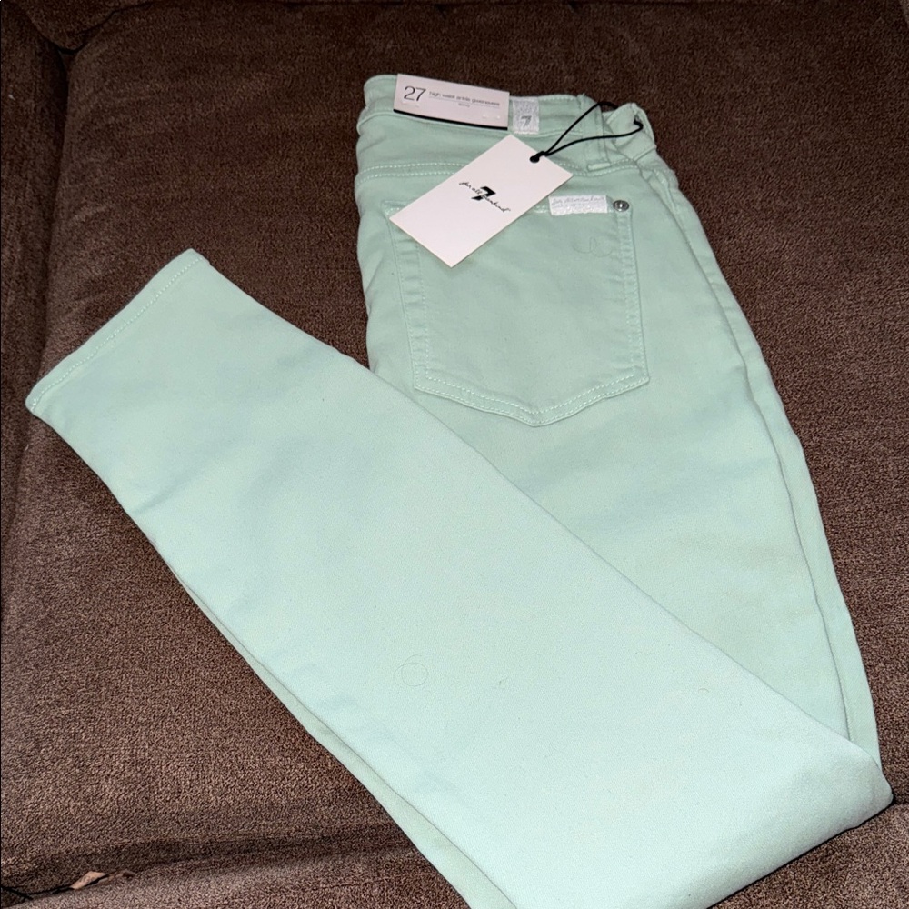 7 For All Mankind Mint Green Skinny Jeans